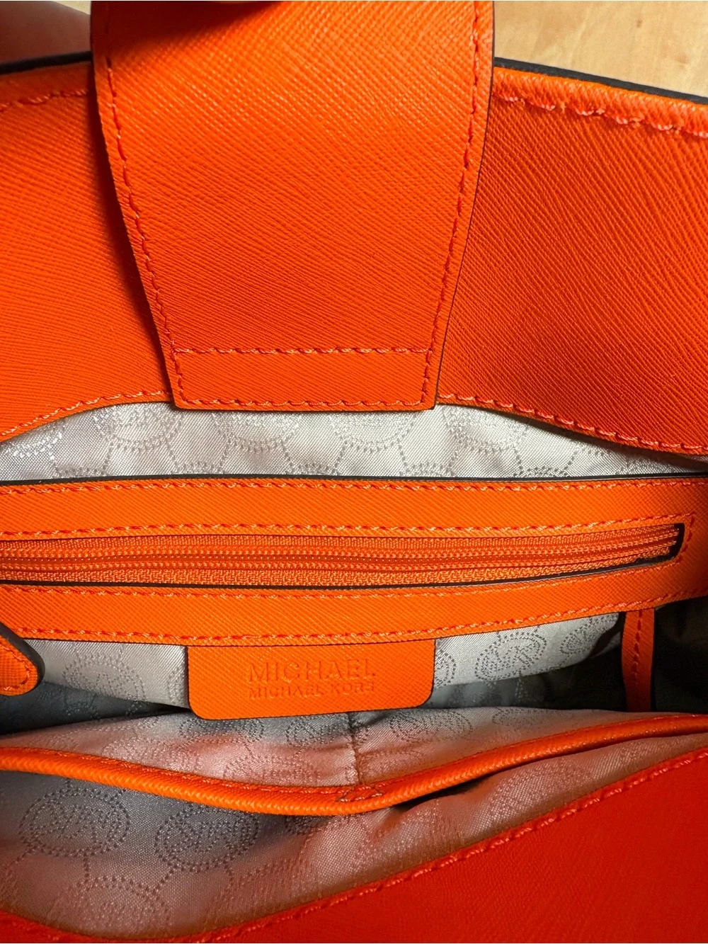 NWOT Michael Kors Orange Hamilton Medium Satchel Poppy Bundle Wristlet Dust Bag
